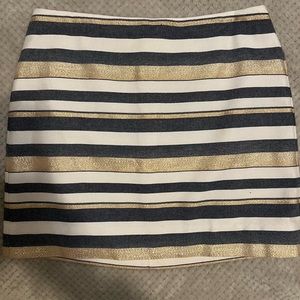 JCrew Sz 6 Denim Jean, Gold, White stripe skirt